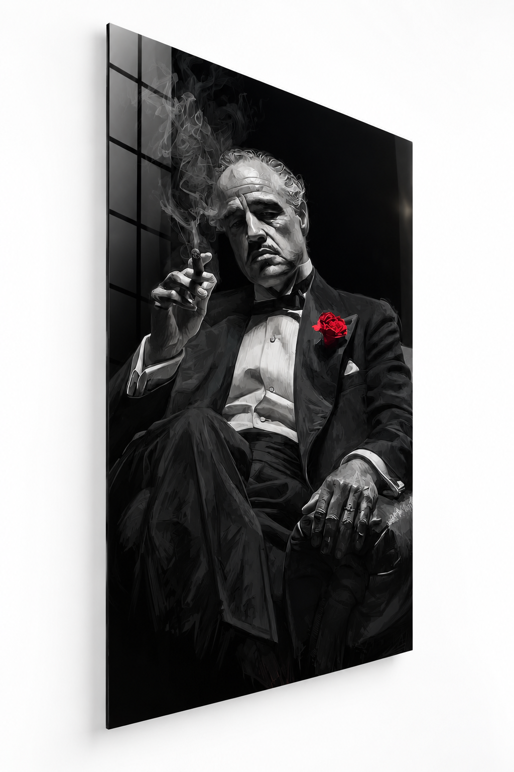 The Godfather – Baba Cam Tablo – Don Vito Corleone Siyah Beyaz Cam Tablo