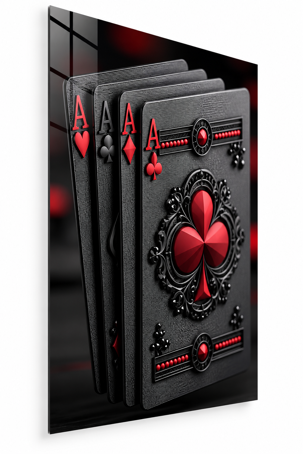 Poker Kartları Cam Tablo