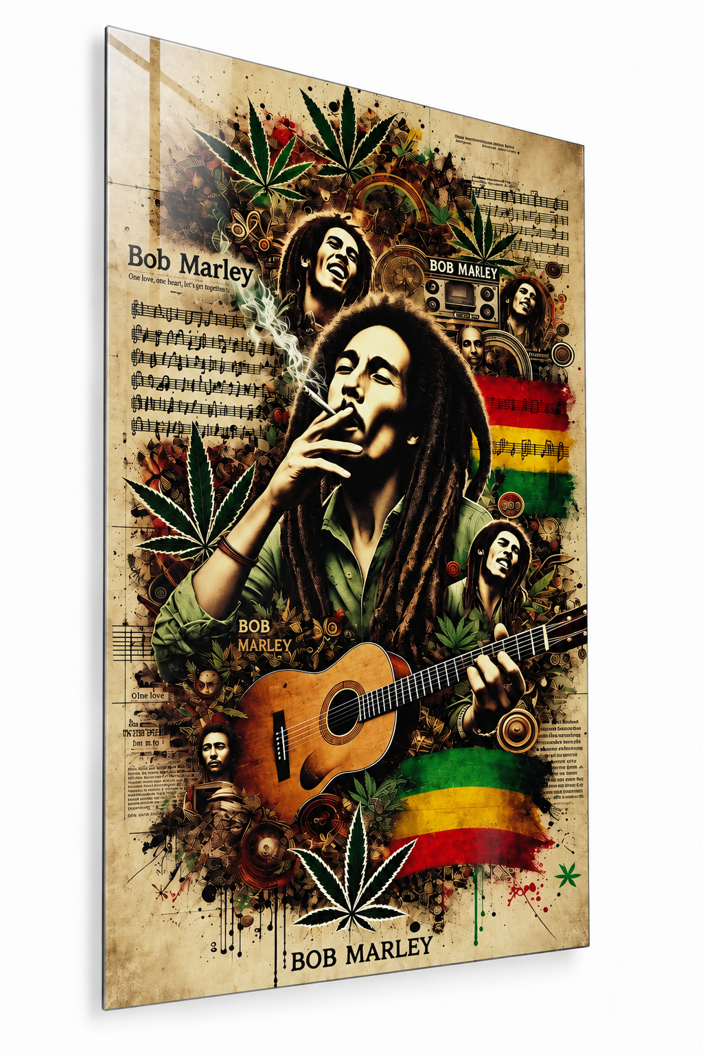 Bob Marley Portresi Cam Tablo
