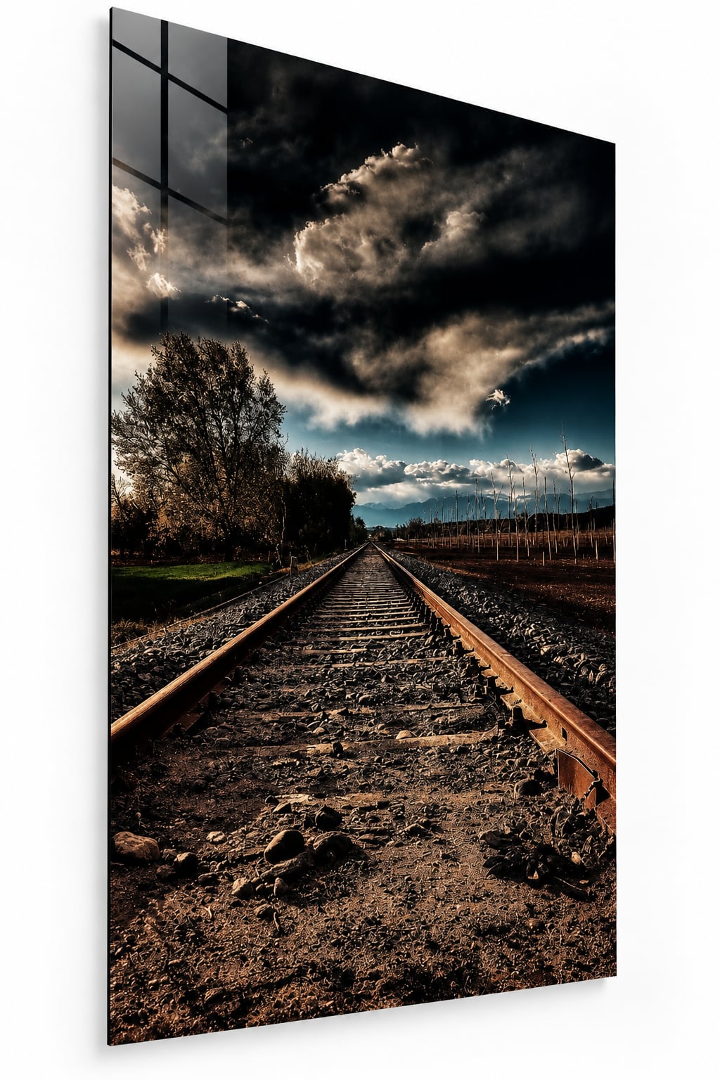 Sonsuzluğa Uzanan Tren Yolu Cam Tablo
