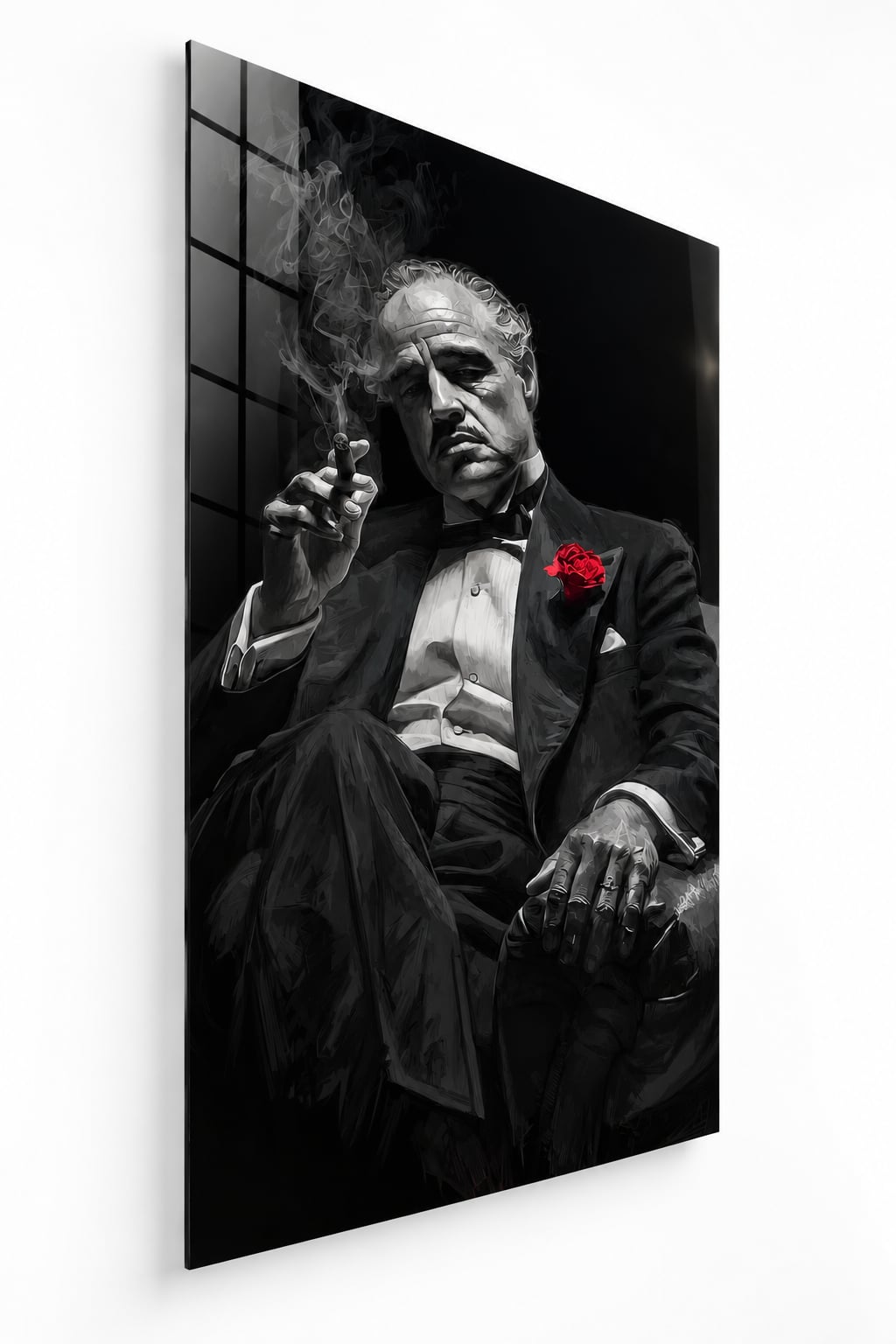 The Godfather – Baba Cam Tablo – Don Vito Corleone Siyah Beyaz Cam Tablo